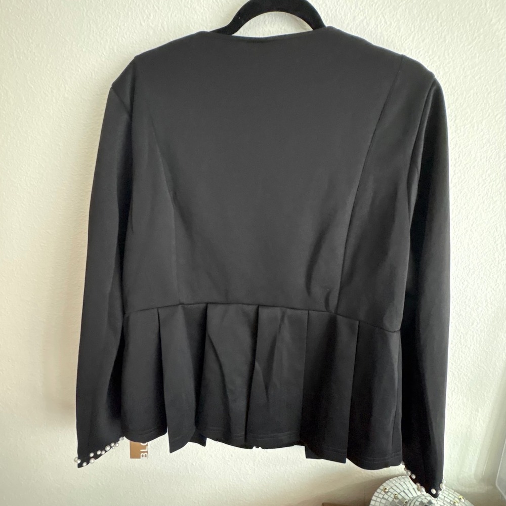 BloomChic Black Pearl Embellished Peplum Zip Front Jacket Plus Size 14-16 NEW - Picture 8 of 8